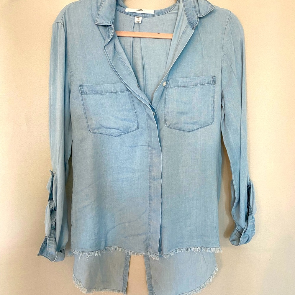 Denim chambray button down blouse